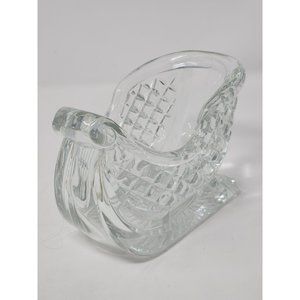 Vintage Lead Crystal Santa Sleigh‎ Figurine Clear Christmas Decoration